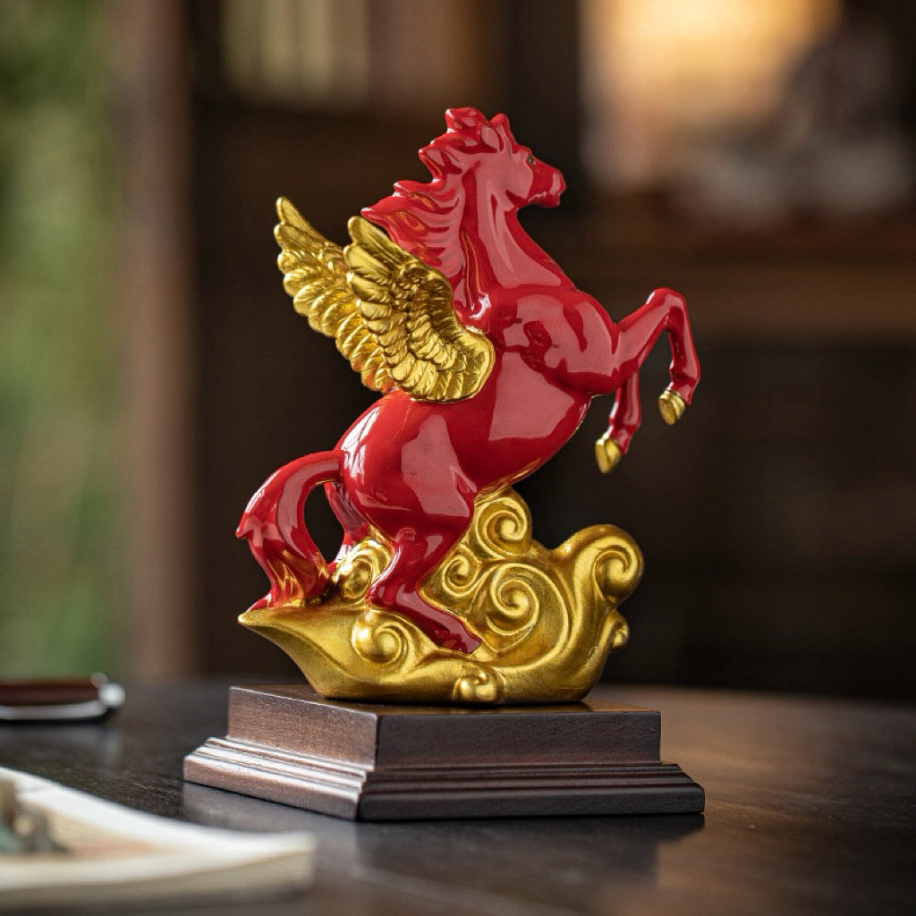 Heavenly Horse Ceramic Figurine for Career Rise & Success