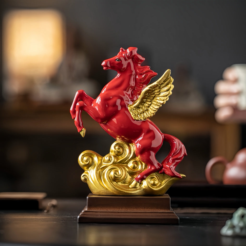 Heavenly Horse Ceramic Figurine for Career Rise & Success