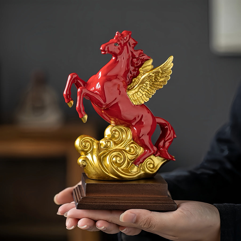 Heavenly Horse Ceramic Figurine for Career Rise & Success