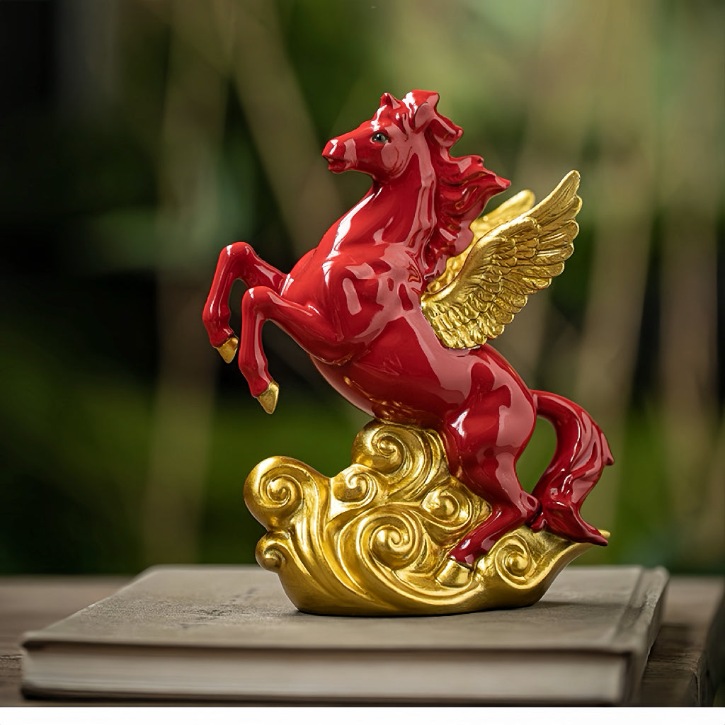 Heavenly Horse Ceramic Figurine for Career Rise & Success