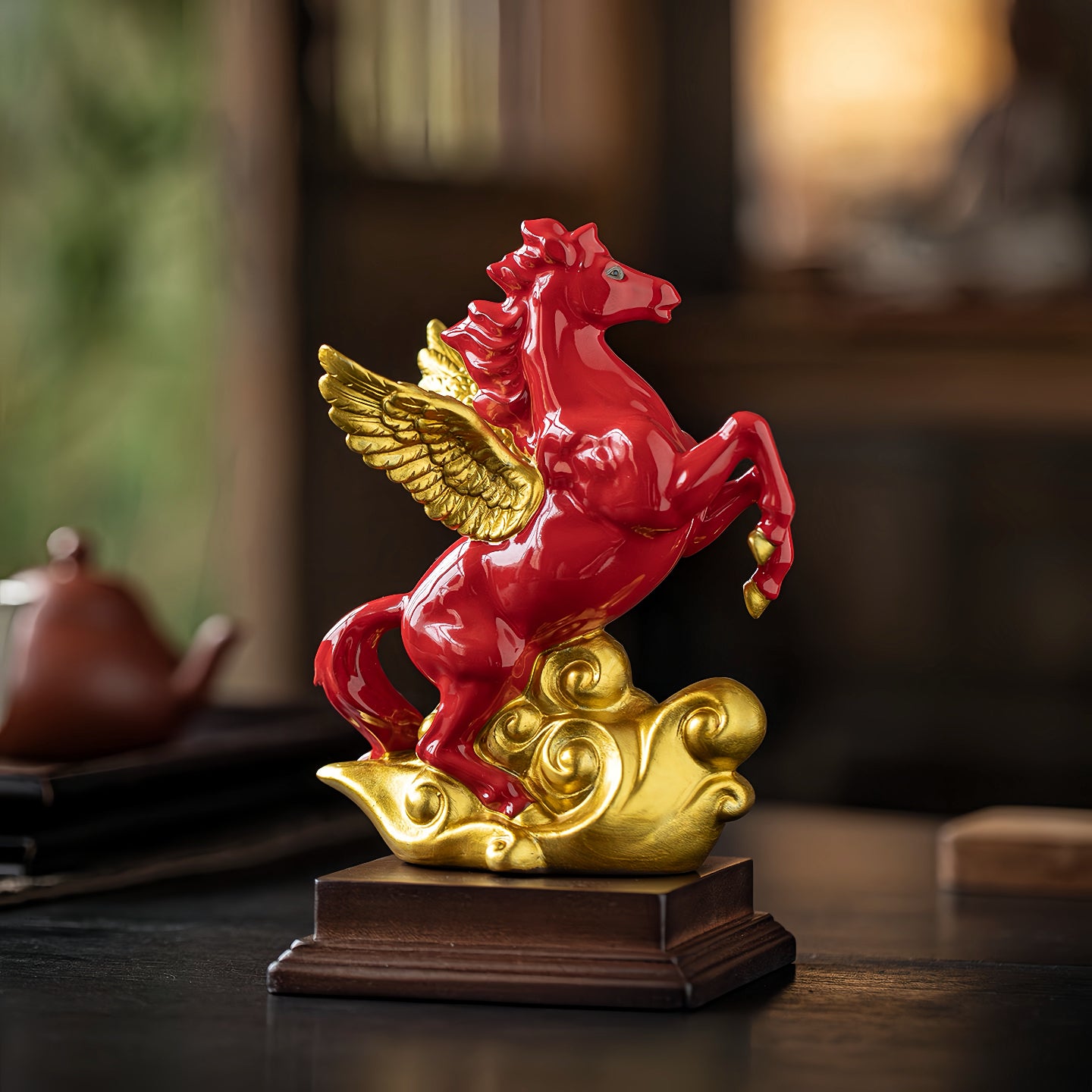 Heavenly Horse Ceramic Figurine for Career Rise & Success