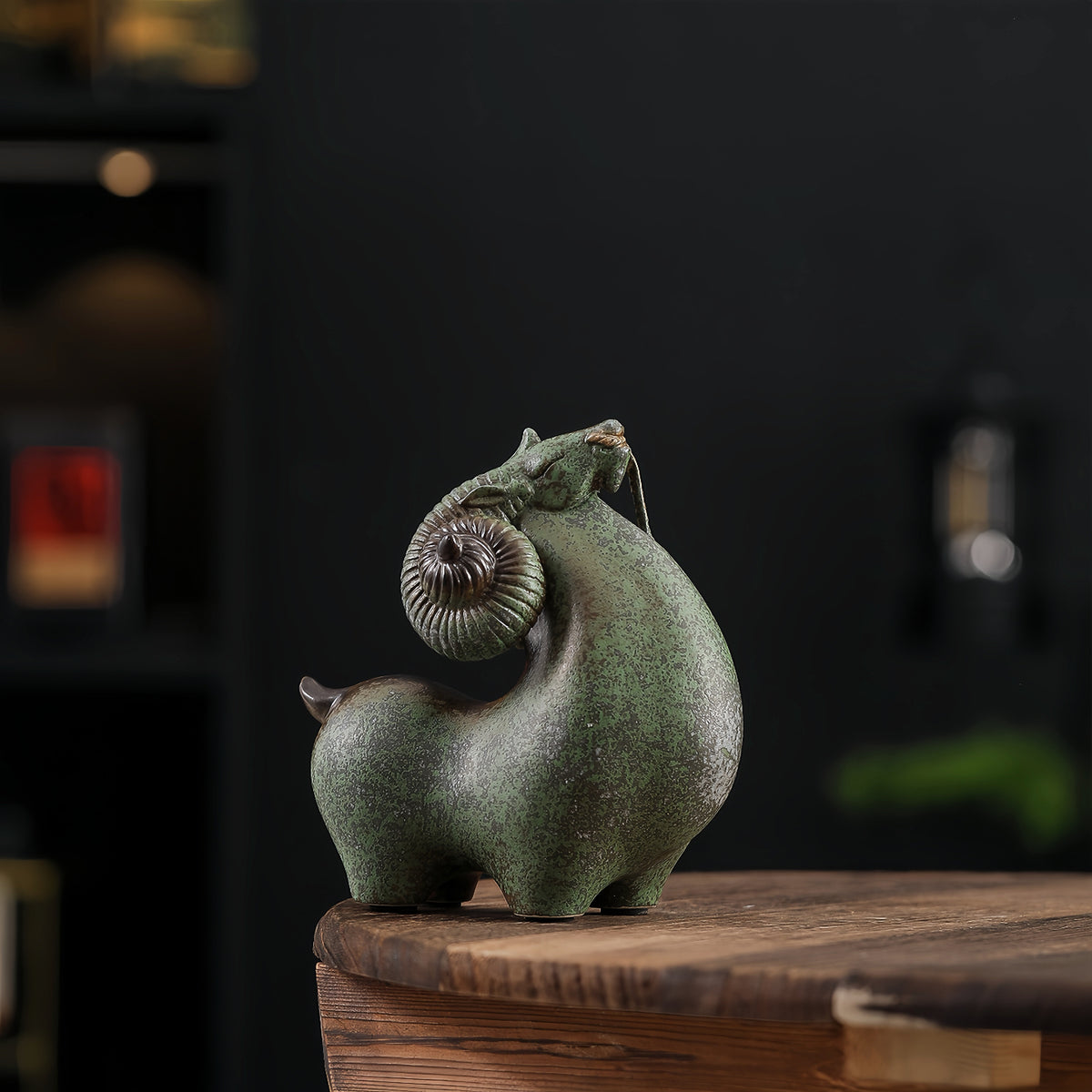 Kiln-Change Ceramic Leading Sheep Figurine for Wealth & Abundance