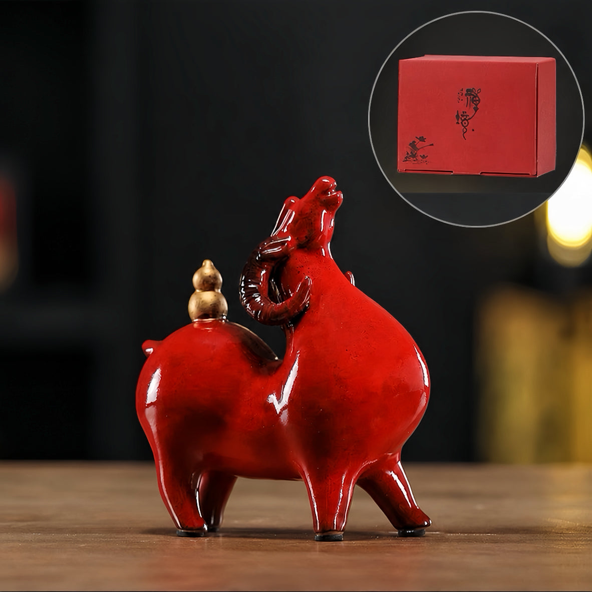 Fu Lu Ji Yang Ceramic Sheep Figurine for Wealth & Good Fortune