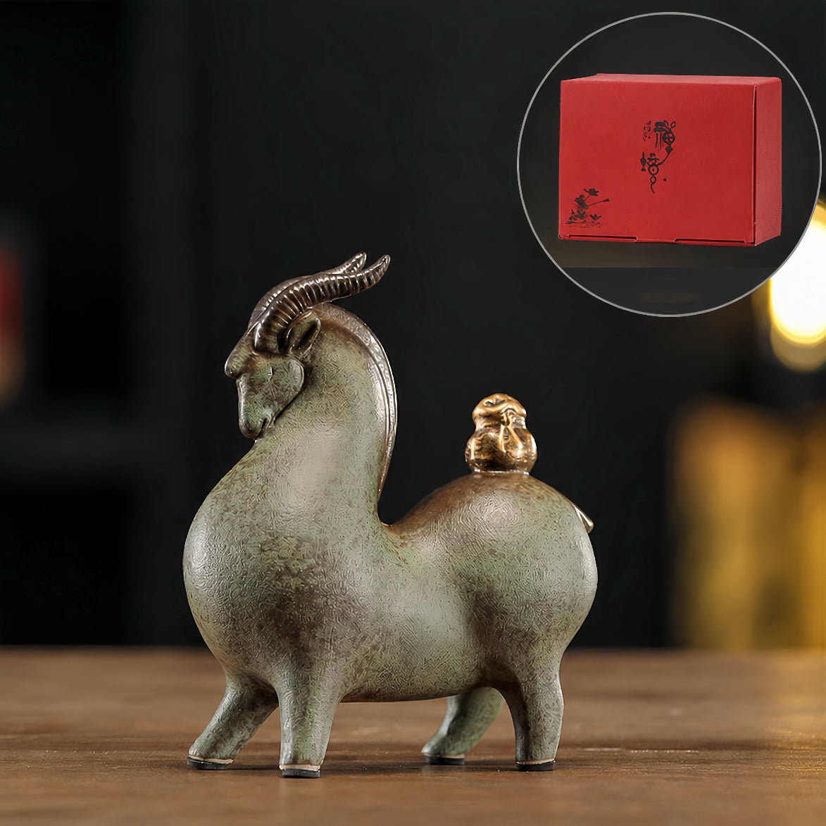 Fu Lu Ji Yang ceramic Sheep figurine