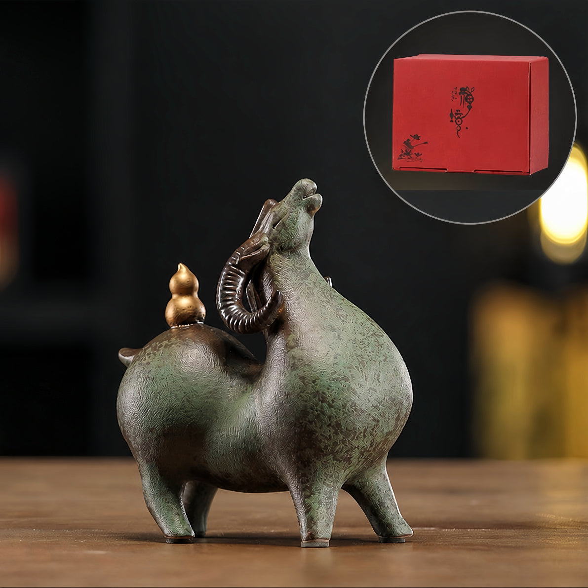 Fu Lu Ji Yang Ceramic Sheep Figurine for Wealth & Good Fortune