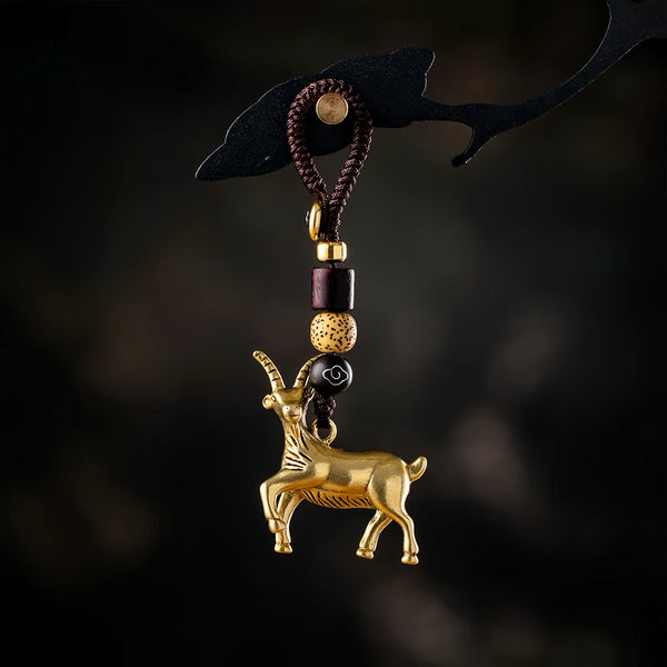Brass Sheep Zodiac Keychain