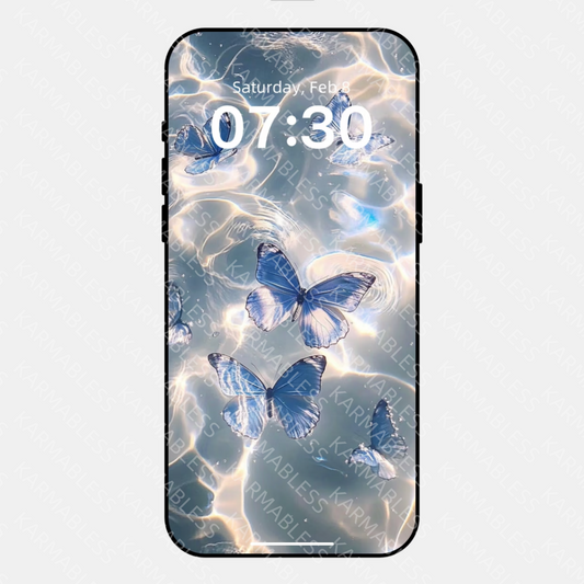 Blue Butterflies on Waterlight [Water & Wood Elements] HD Wallpaper