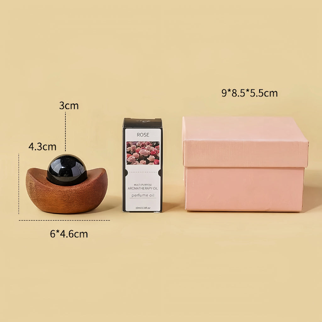 Crystal Sphere Diffuser with Wooden Yuanbao Base