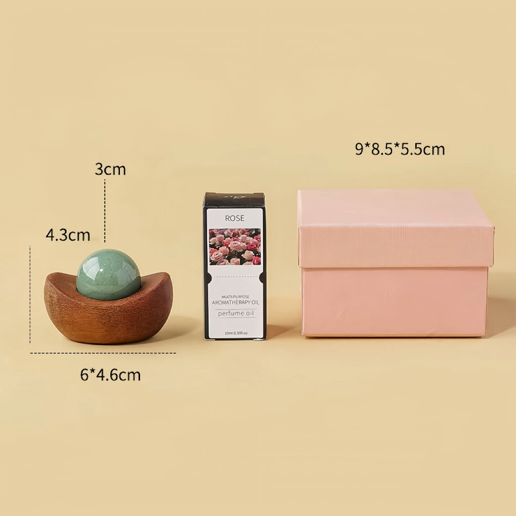 Crystal Sphere Diffuser with Wooden Yuanbao Base