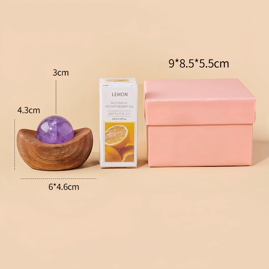 Crystal Sphere Diffuser with Wooden Yuanbao Base