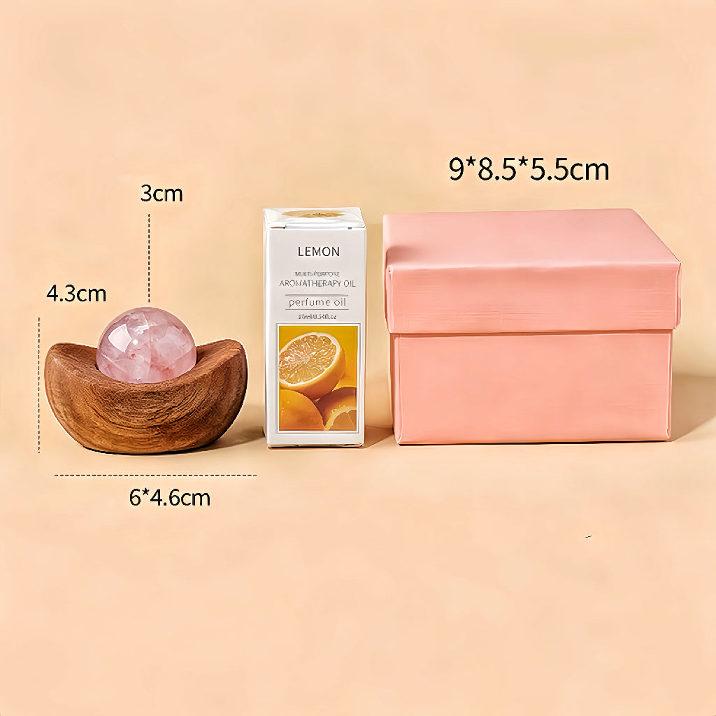 Crystal Sphere Diffuser with Wooden Yuanbao Base