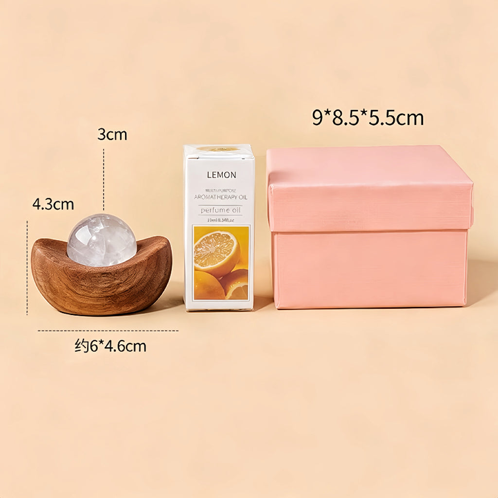 Crystal Sphere Diffuser with Wooden Yuanbao Base