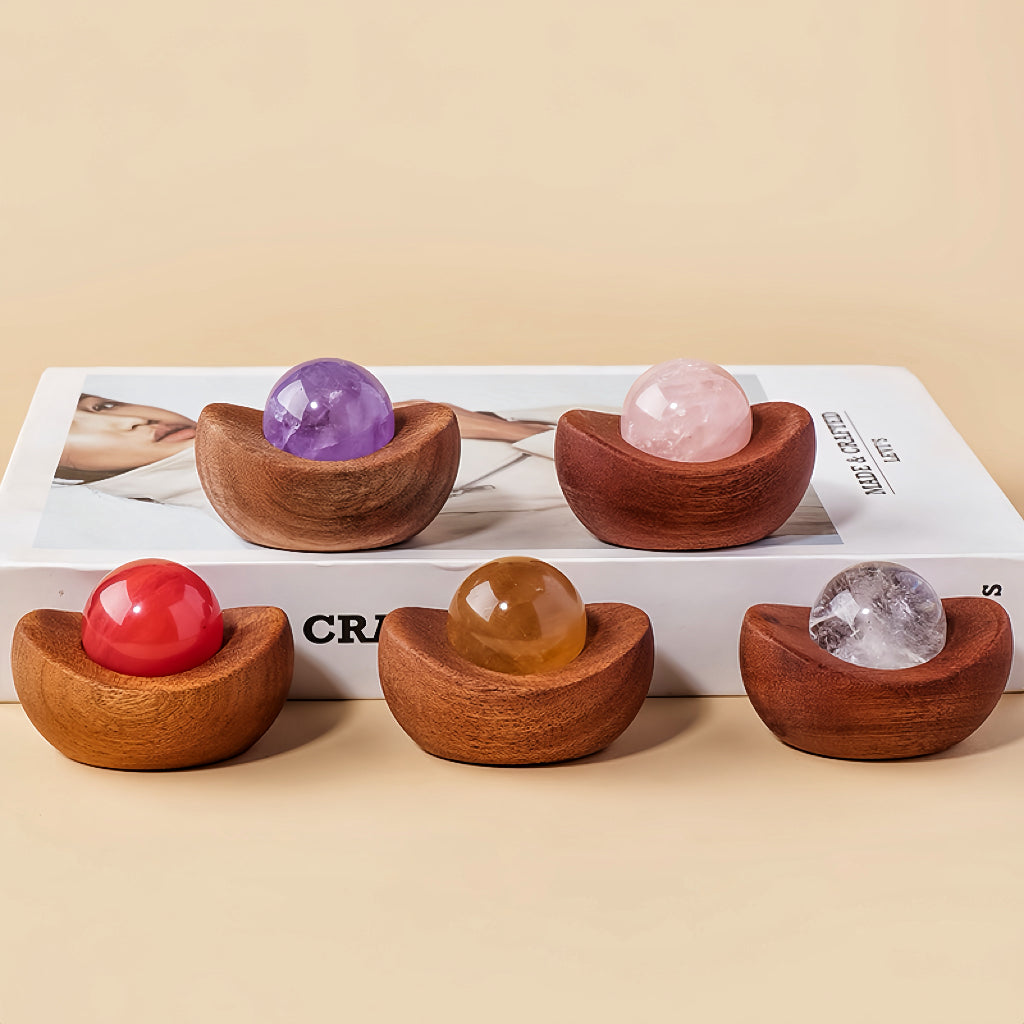 Crystal Sphere Diffuser with Wooden Yuanbao Base