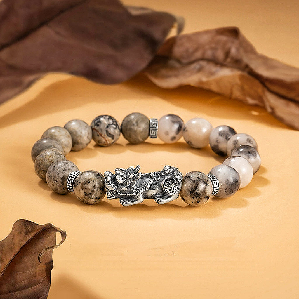 Persian Stone 999 Silver Mantra Feng Shui Pixiu Bracelet