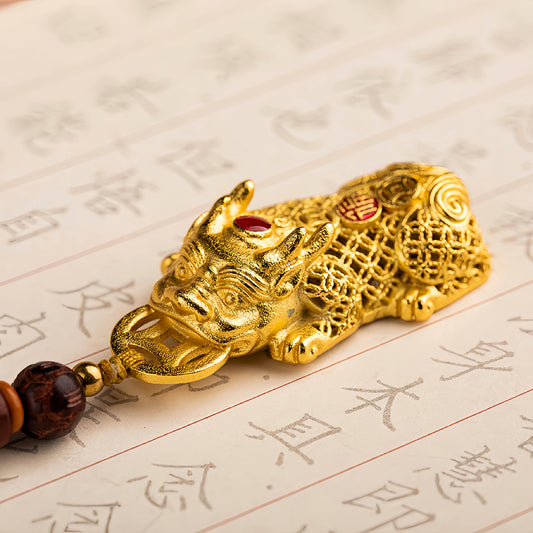 Golden Pixiu Wealth-Attracting Keychain