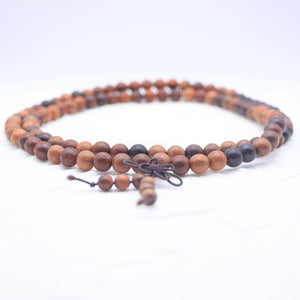 Red Rosewood Long Prayer Beads - Reducing Stress - Karmabless