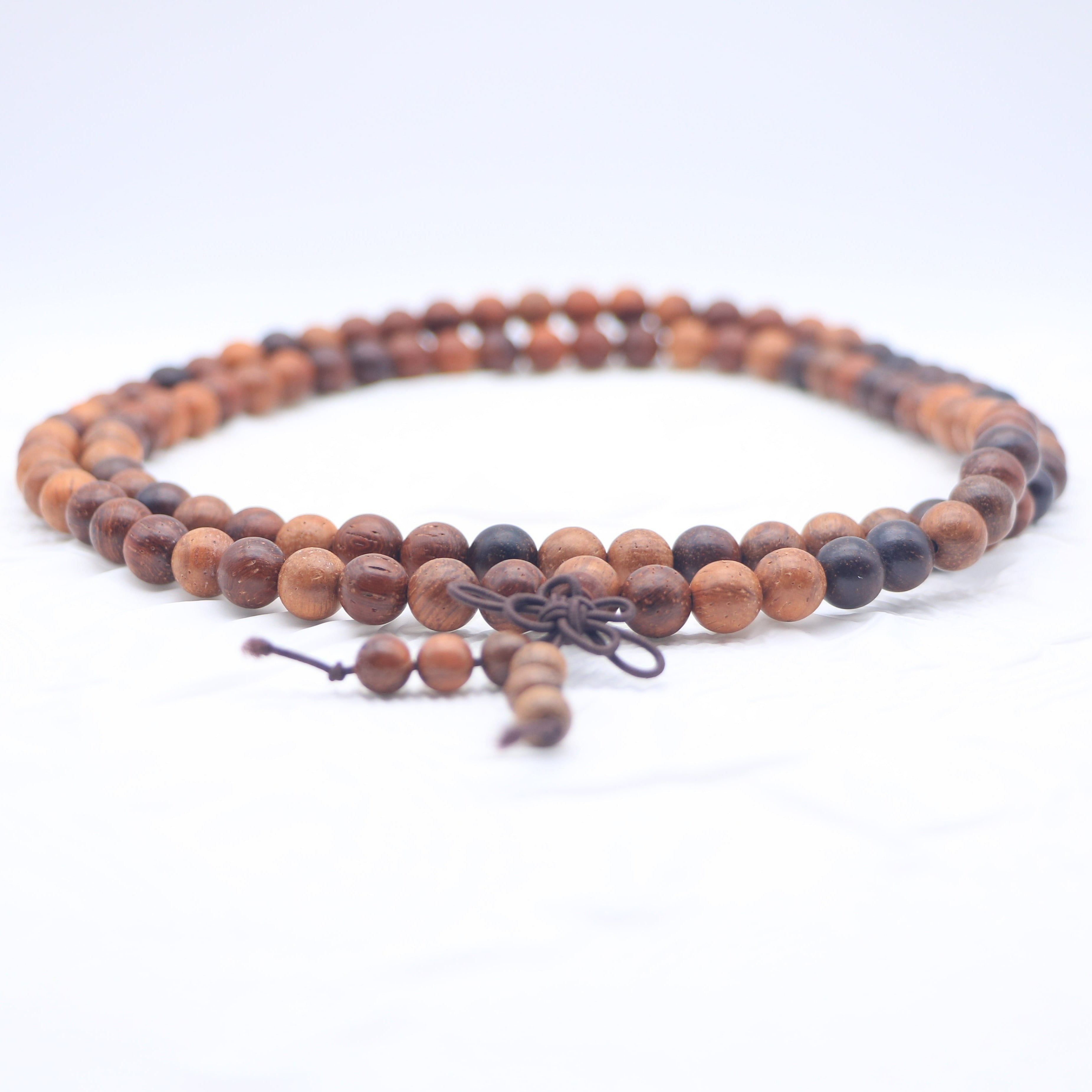 Red Rosewood Long Prayer Beads - Reducing Stress - Karmabless