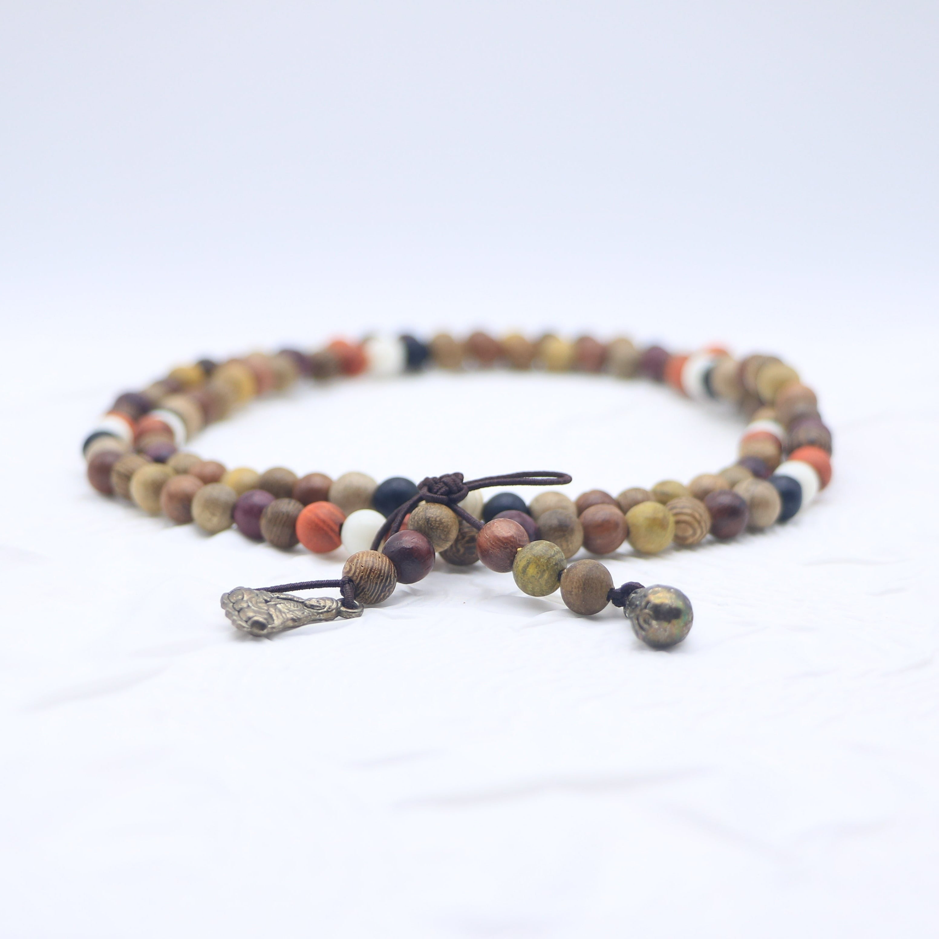 Multi-Wood Long Prayer Beads - Protection & Auspiciousness - Karmabless