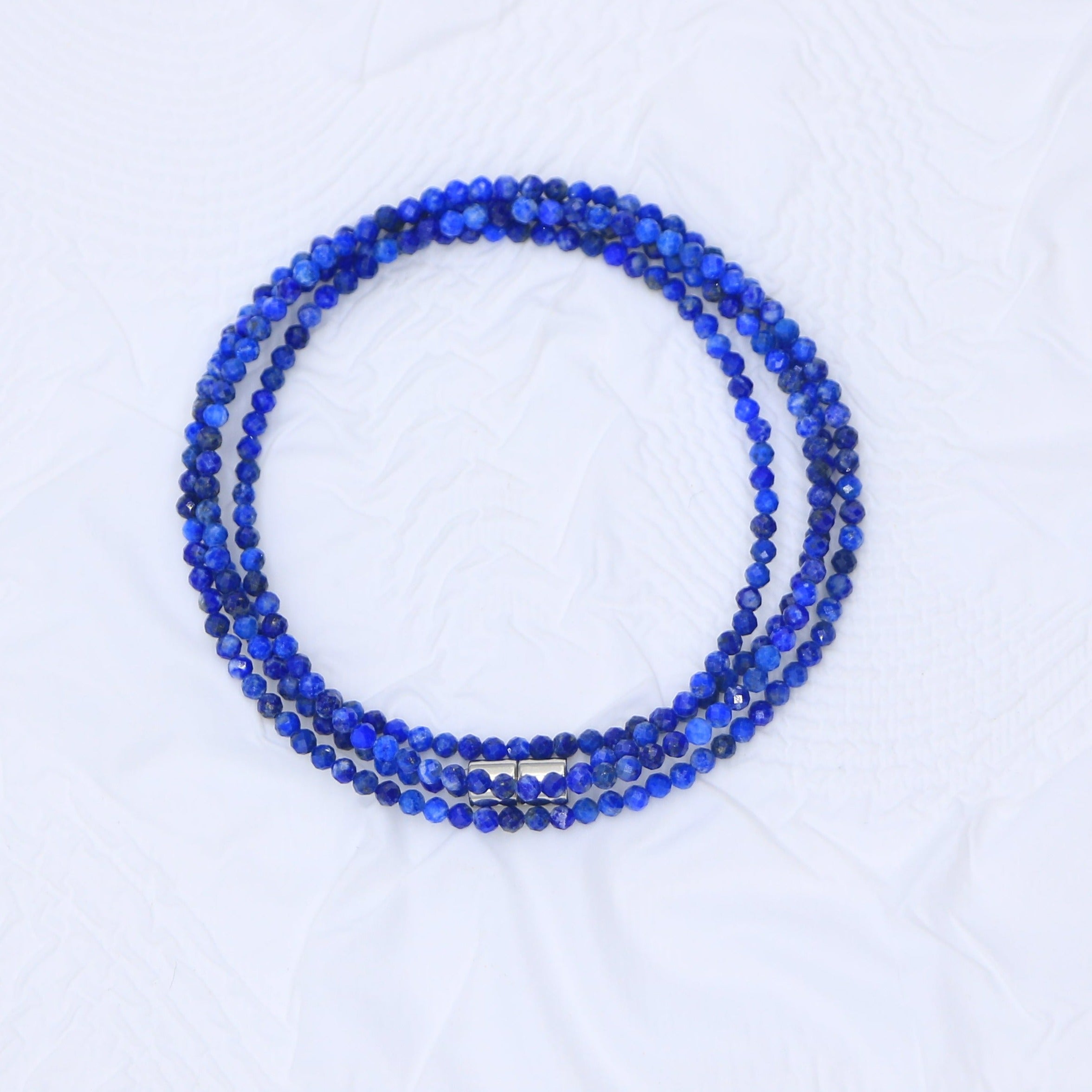 Lapis Lazuli Micro-Faceted Rondelles Bracelet-Supreme Luck - Karmabless