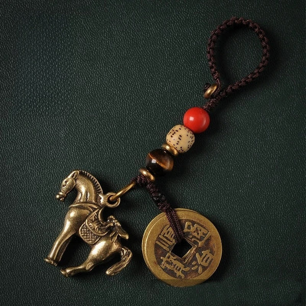 "Swift Success" Solid Brass Horse Keychain