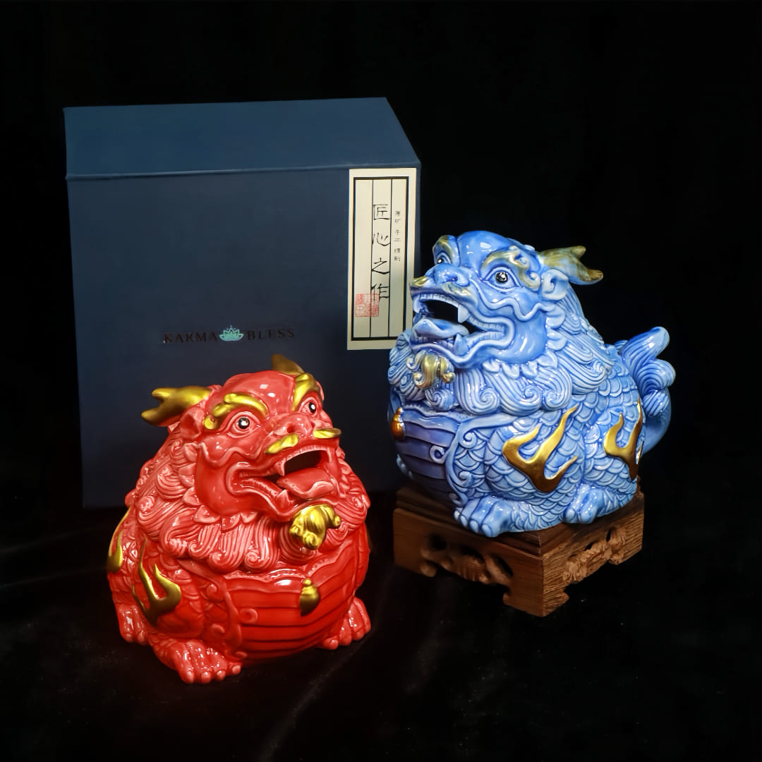 Ceramic Qilin Feng Shui Statue with Gift Box