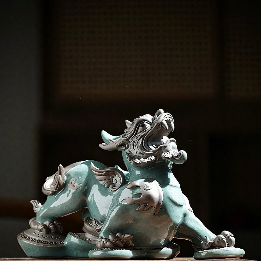 Ge-Ware Celadon Pixiu: The Imperial Wealth Guardian