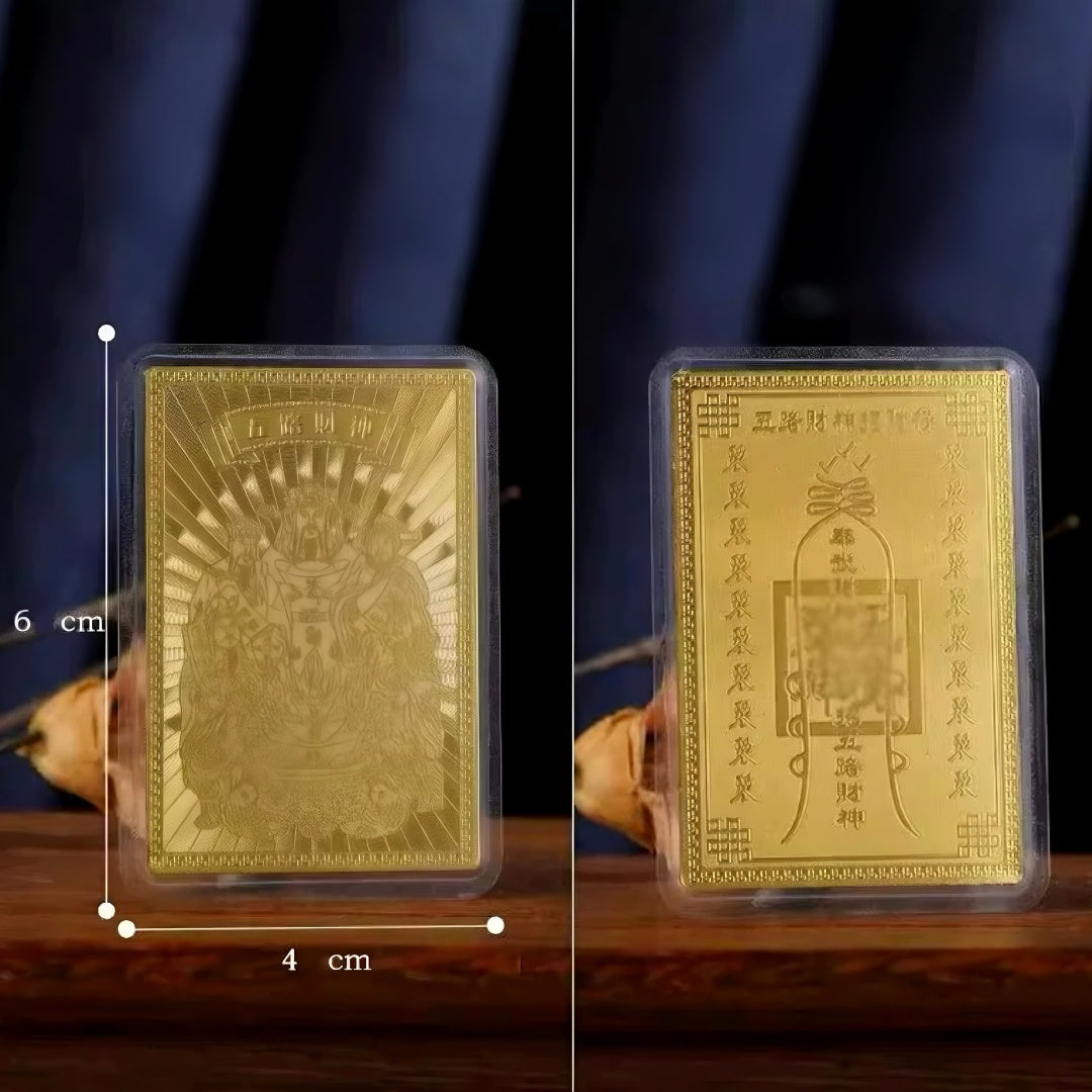 Five Roads Wealth God Brass Card