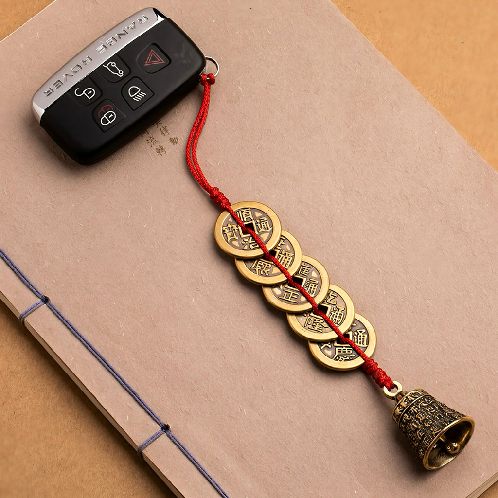 Brass Five Emperor Coins Hanging Ornament