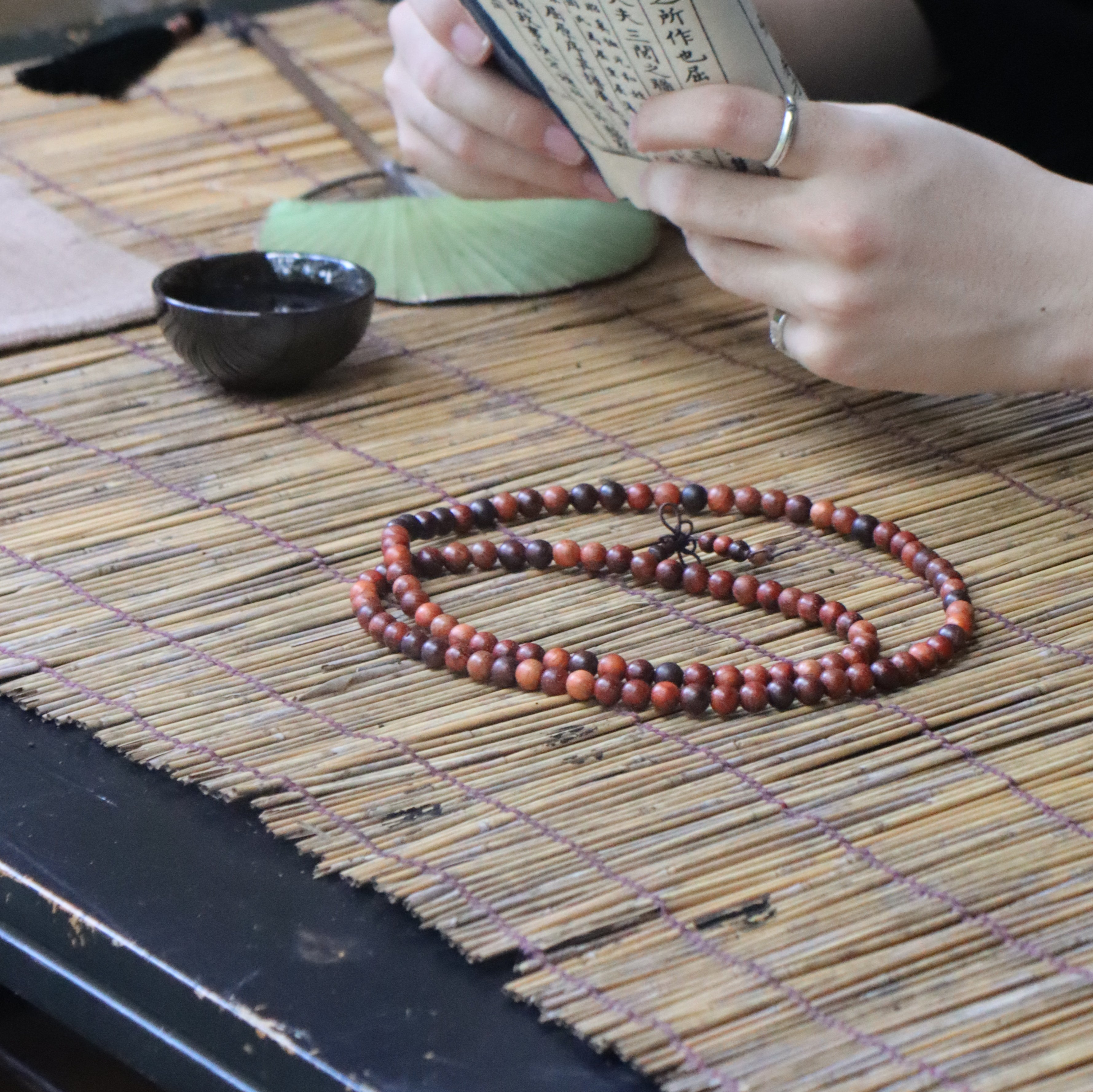 Red Rosewood Long Prayer Beads - Reducing Stress - Karmabless