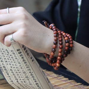 Red Rosewood Long Prayer Beads - Reducing Stress - Karmabless