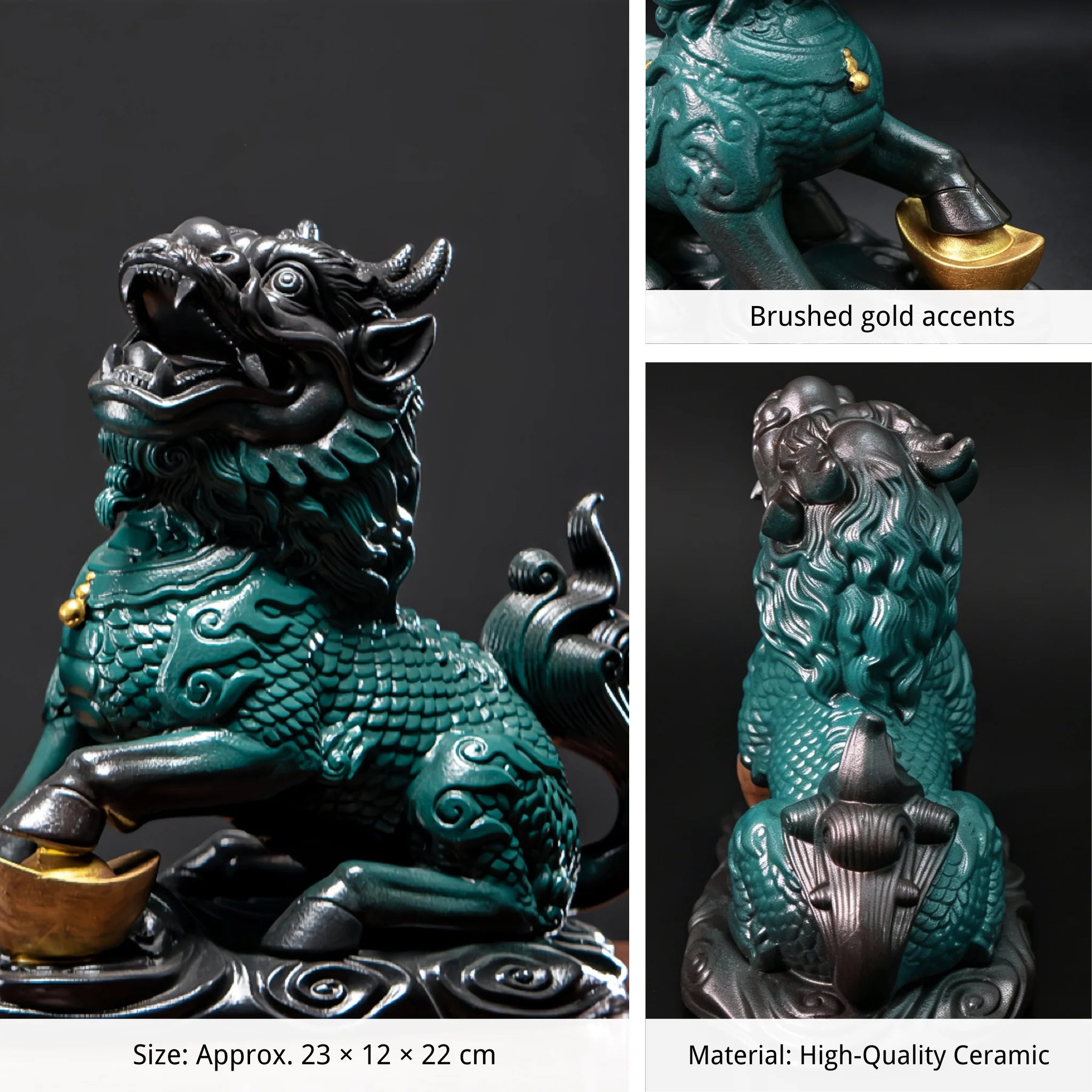Large Ceramic Qilin Pair Statues for Feng Shui Home Decor