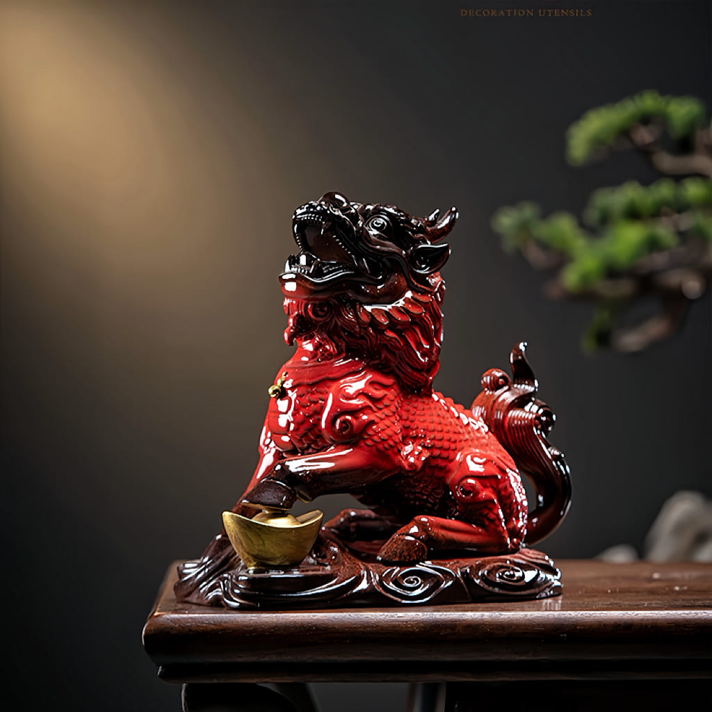 Large Ceramic Qilin Pair Statues for Feng Shui Home Decor