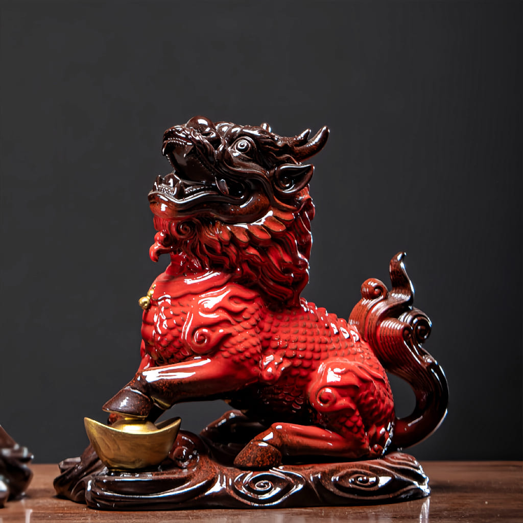 Large Ceramic Qilin Pair Statues for Feng Shui Home Decor