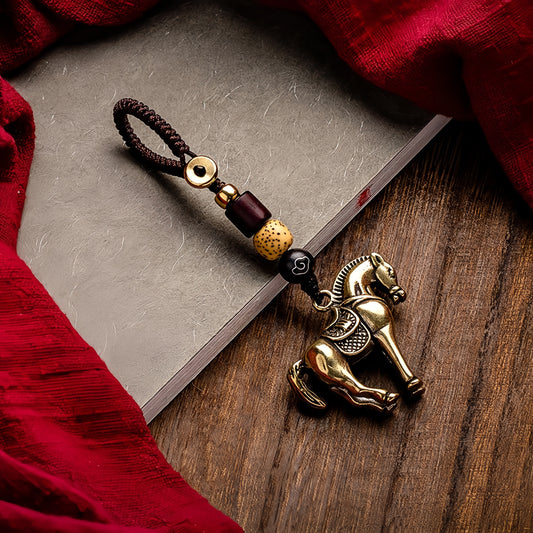 "Swift Success" Solid Brass Horse Keychain