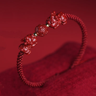 Cinnabar Feng Shui Pixiu Red String Bracelet