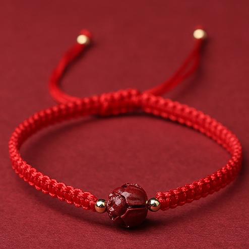 Sacred Lotus Cinnabar Red String Bracelet