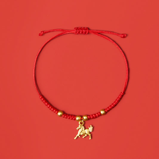 "Ben Ming Nian" Year of the Horse Lucky Red String Bracelet