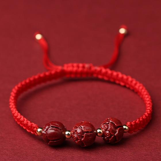 Sacred Lotus Cinnabar Red String Bracelet