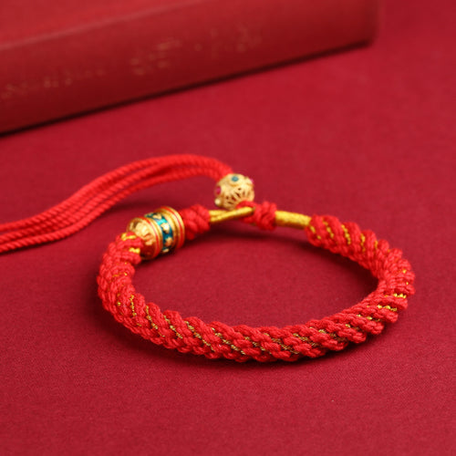 Tibetan Twisted Blessing Red String Bracelet — view 1