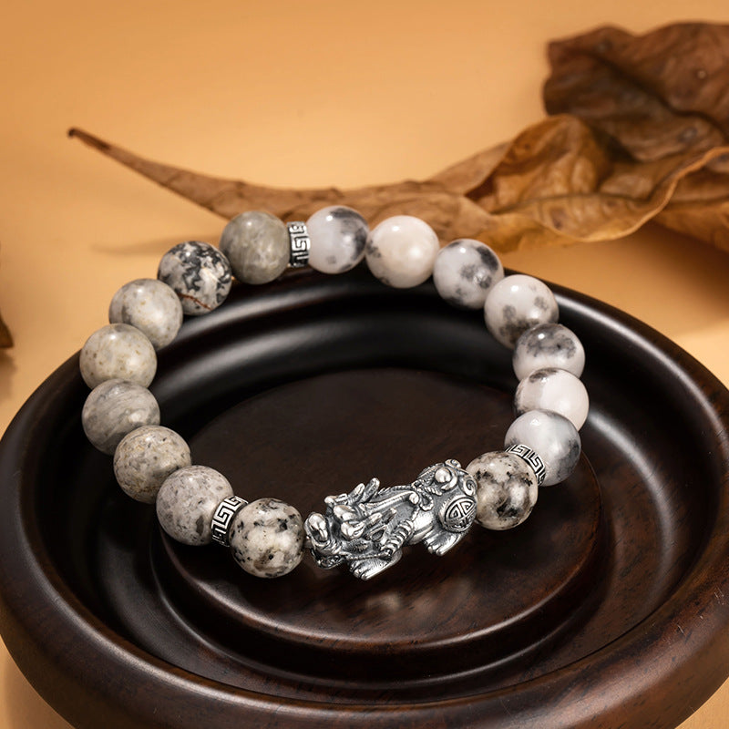 Persian Stone 999 Silver Mantra Feng Shui Pixiu Bracelet