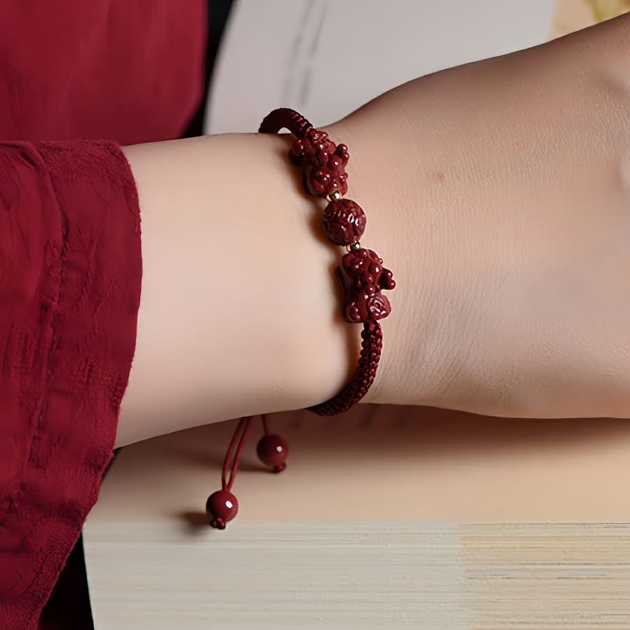 Cinnabar Feng Shui Pixiu Red String Bracelet