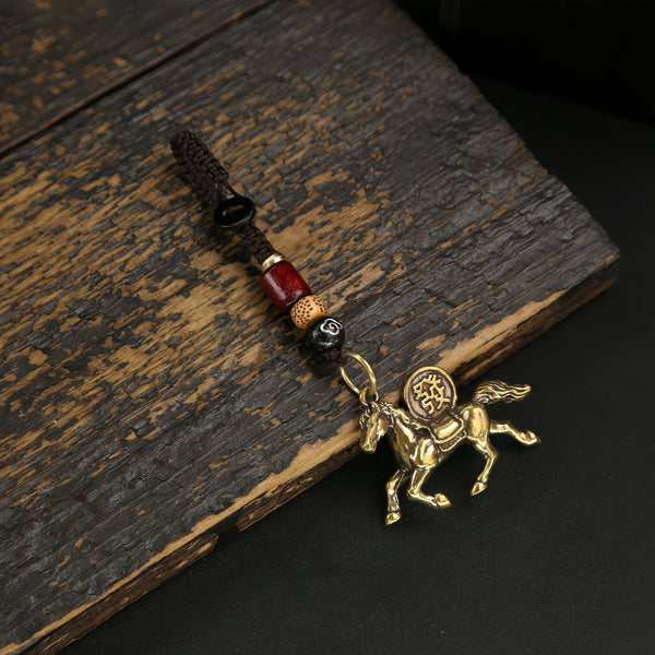 "Instant Wealth" Solid Brass Horse Keychain