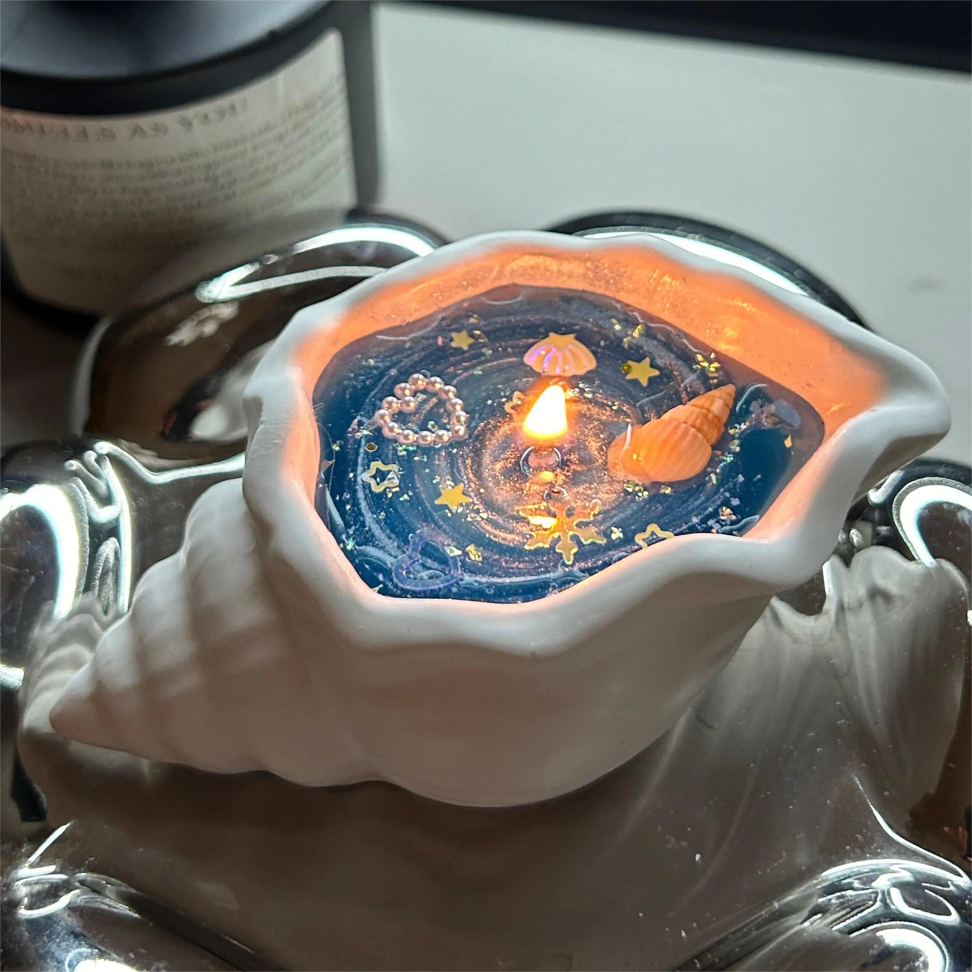 Starlit Ocean Seashell Aromatherapy Scented Candle Blue 2