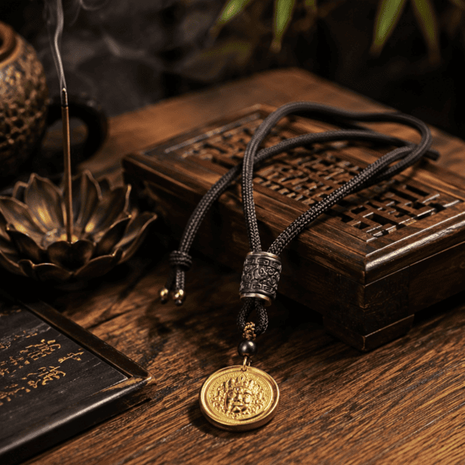 Adjustable Feng Shui Pendant Necklace with Lucky Charm