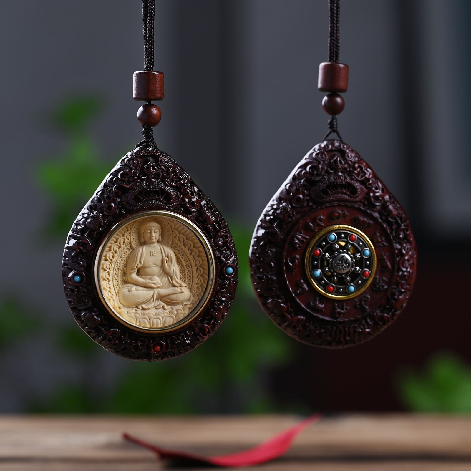 Boxwood and Zitan Wood Zodiac Guardian Bodhisattva Pendant