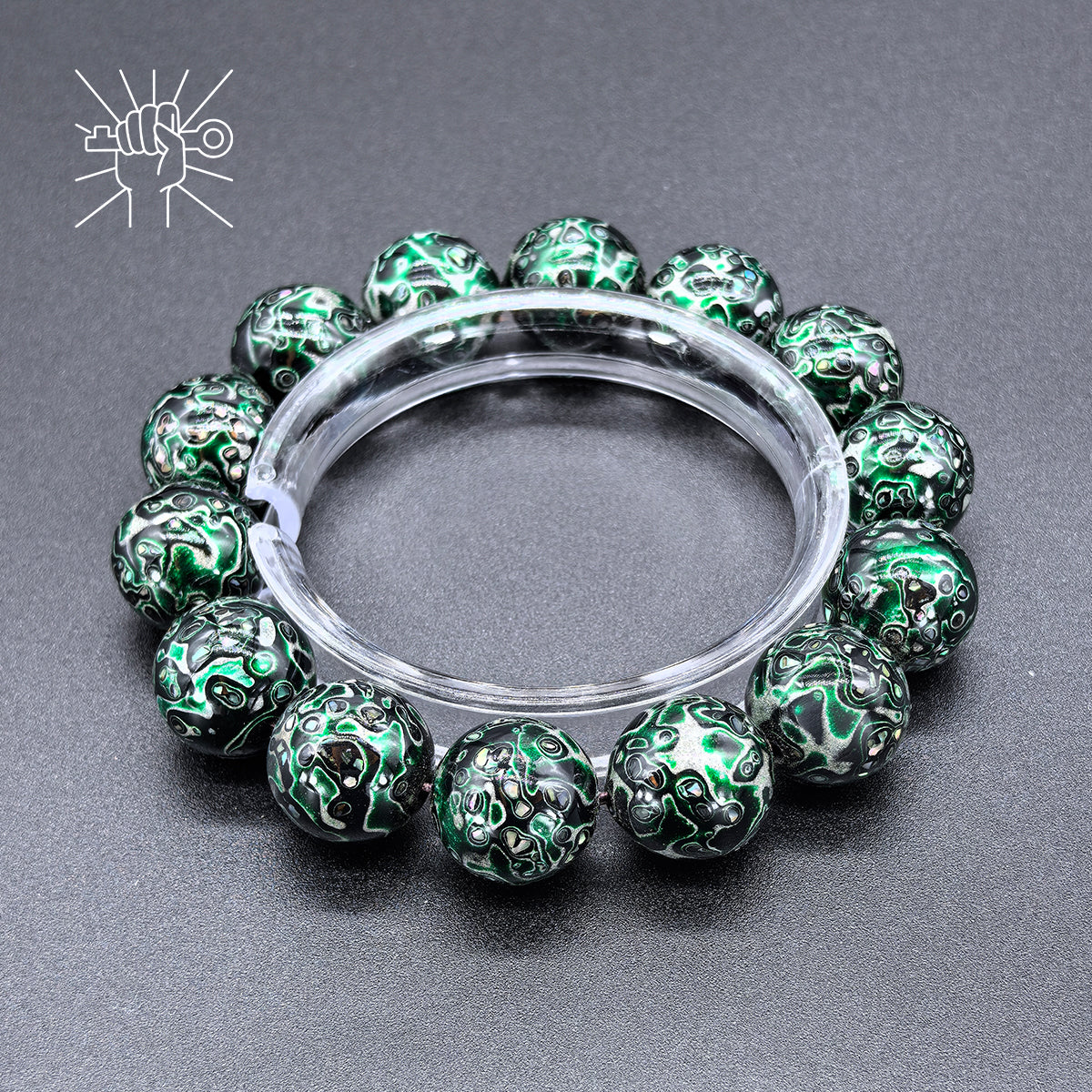 Large Green Lacquer Round Beads Bracelet - Spiritual Connection