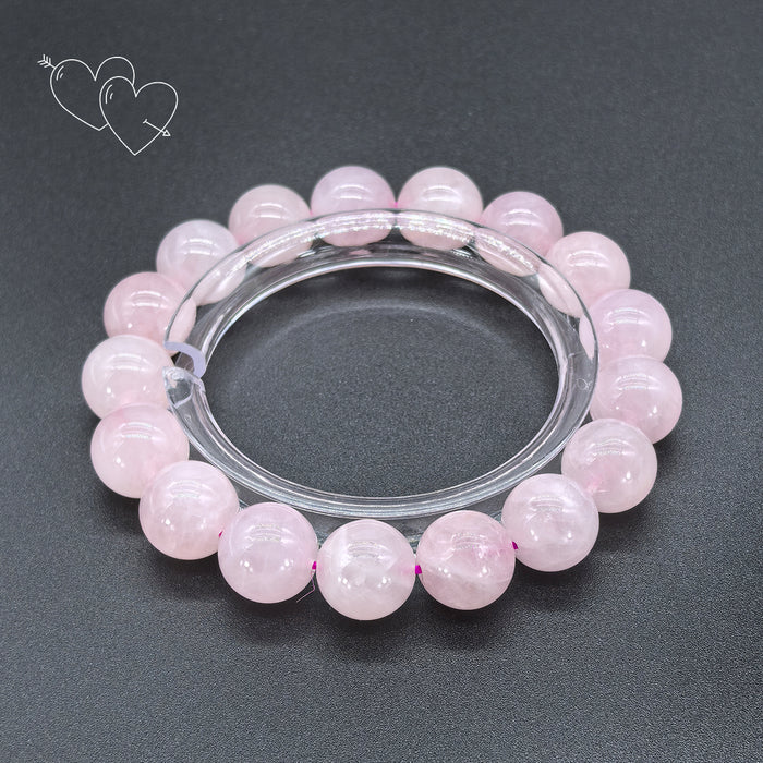 Madagascar Rose Quartz Newly mined Bracelet - Goddess Of Love — on wrist