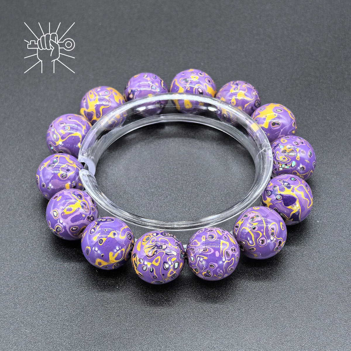 Large Purple Lacquer Round Beads Bracelet - Spiritual Connection