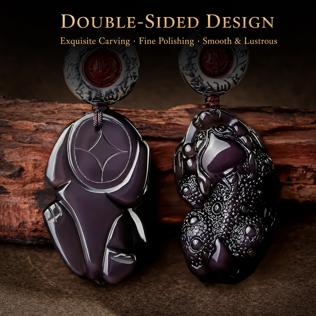 Ice Obsidian Pixiu keychain hanging from a car key ring