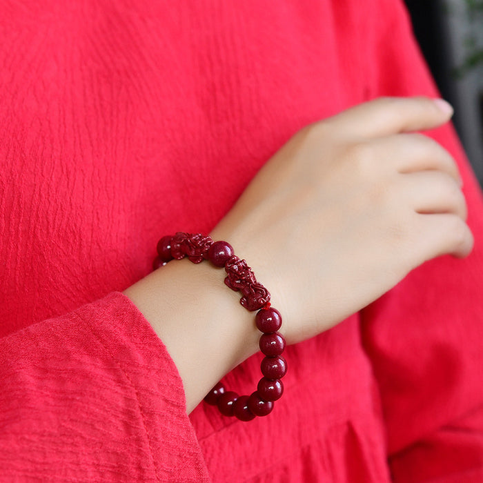 Pure Purple Sand Stone Double Feng Shui Pixiu Bracelet — material detail
